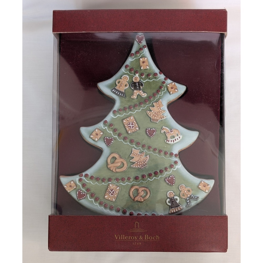 Villeroy & Boch Double Sided Christmas Tree Candle Holder‎ Pillar Ceramic 8" Box